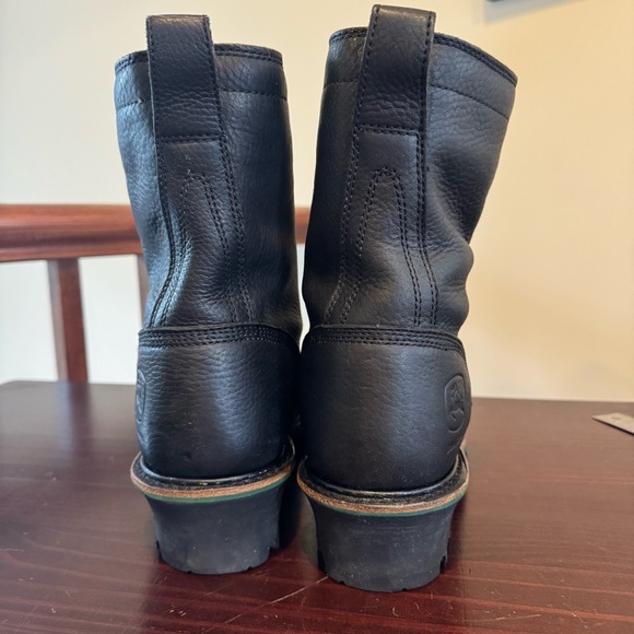 John Deere black leather boots Kiltie Tall lace up steel toe logger miner 8.5 - Picture 3 of 16